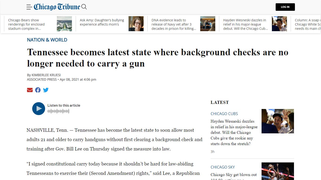 Background checks no longer required for Tennessee gunowners